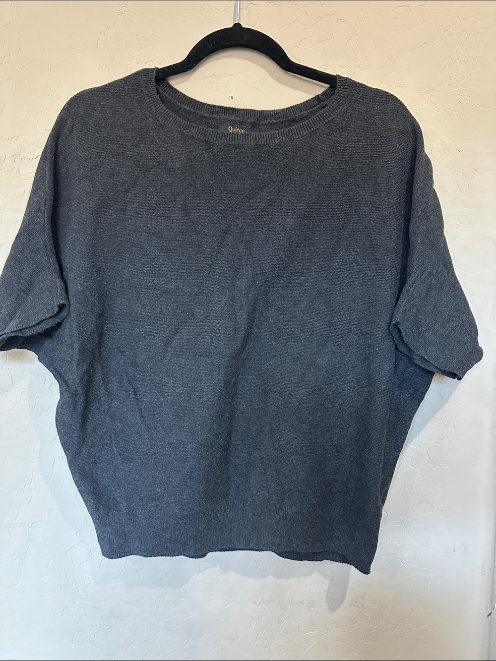 Quince women’s Charcoal Short-Sleeve Crewneck Sweater